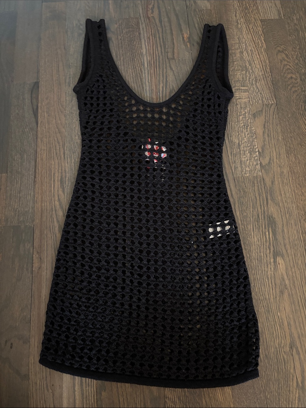 SOLID & STRIPED Black Crochet Mini Dress